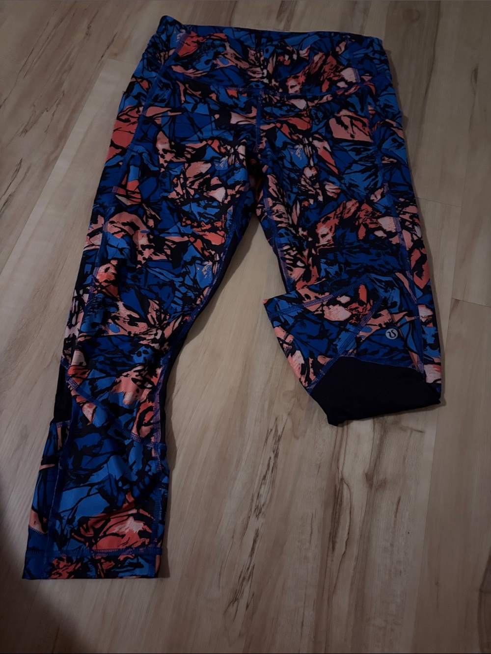Blue & Coral Active Capri Leggings